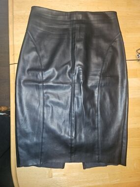 Express Black Leather Pencil Skirt